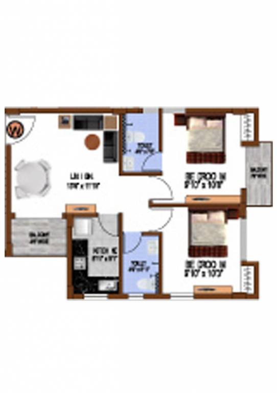 Eden Tolly Gardenia (2BHK+2T (900 sq ft) 900 sq ft)