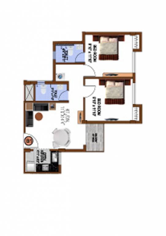 Eden Tolly Gardenia (2BHK+2T (896 sq ft) 896 sq ft)