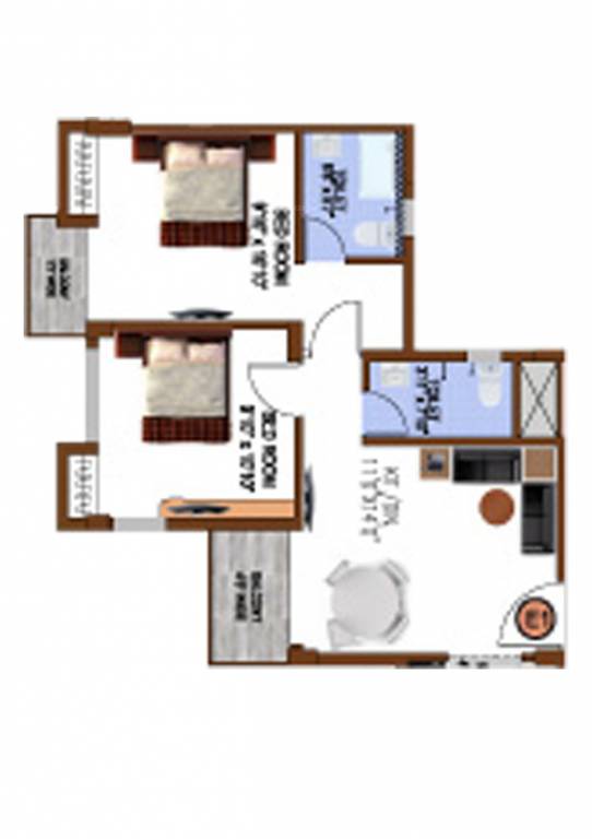 Eden Tolly Gardenia (2BHK+2T (886 sq ft) 886 sq ft)