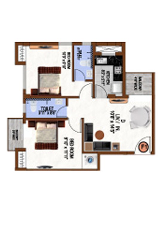 Eden Tolly Gardenia (2BHK+2T (892 sq ft) 892 sq ft)