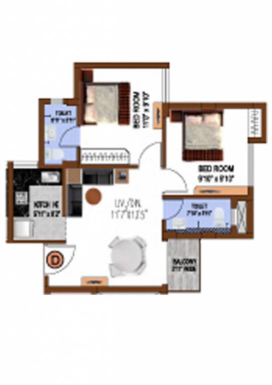 Eden Tolly Gardenia (2BHK+2T (802 sq ft) 802 sq ft)