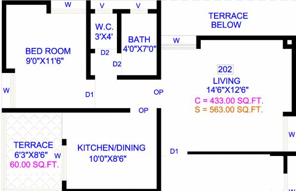 Shrushti Sarthak Paradise (1BHK+1T (563 sq ft) 563 sq ft)