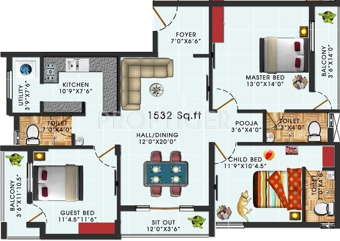 Mugundhan Visalatchi Enclave (3BHK+3T (1,532 sq ft) Pooja Room 1532 sq ft)