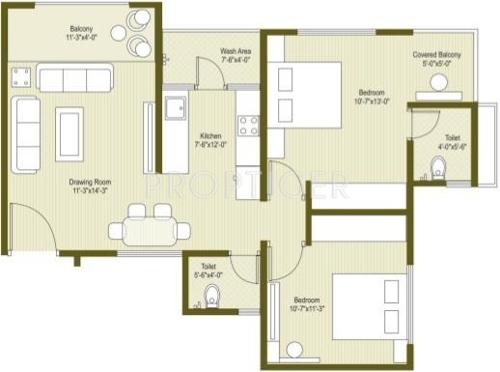 Shreekar Celestial Living (2BHK+2T (1,188 sq ft) 1188 sq ft)