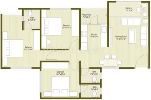 Shreekar Celestial Living (3BHK+3T (1,368 sq ft) 1368 sq ft)
