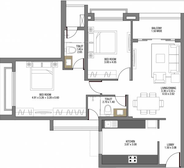 Risara Elegante (2BHK+2T (1,313.20 sq ft) 1313.2 sq ft)