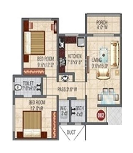 Thanekar Bhagirathi Garden (2BHK+2T (945 sq ft) 945 sq ft)