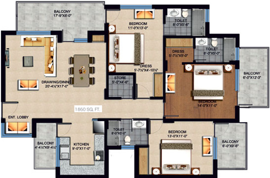 Sushma Crescent (3BHK+3T (1,860 sq ft) 1860 sq ft) Sushma Crescent (3BHK+3T (1,860 sq ft) 1860 sq ft)