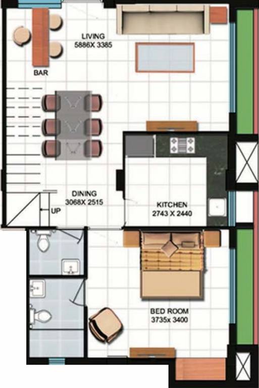 Meharia Oxford Devaa (3BHK+4T (1,834 sq ft) 1834 sq ft)