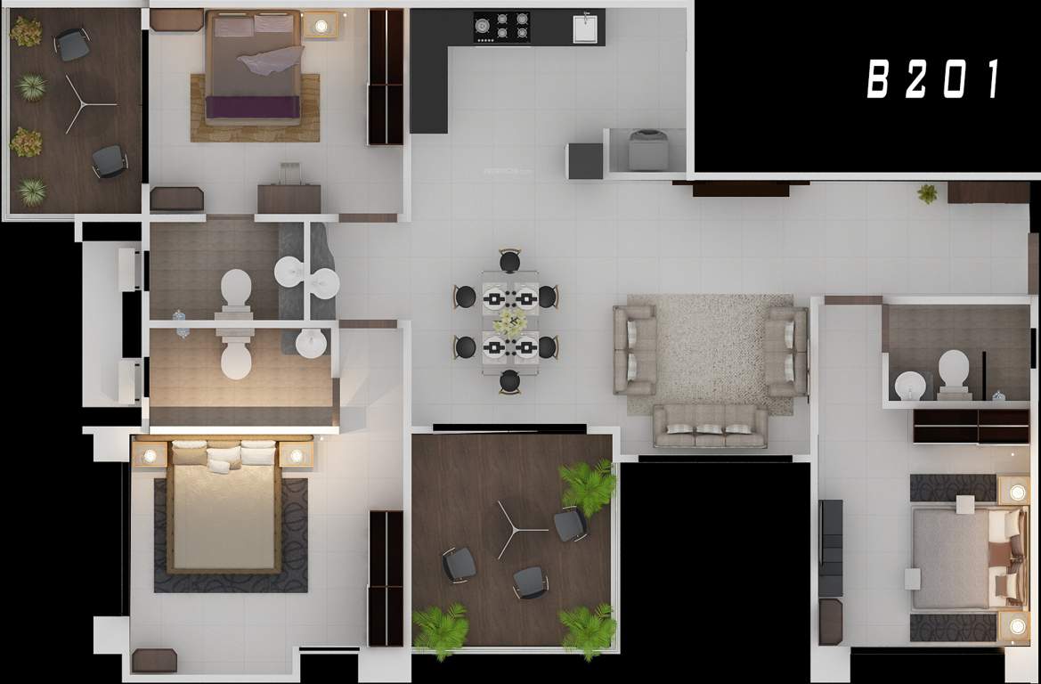 Bafana Aloha Towers (3BHK+3T (1,320 sq ft) 1320 sq ft)