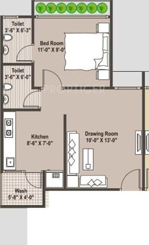 Suryam Greens (1BHK+2T (648 sq ft) 648 sq ft)