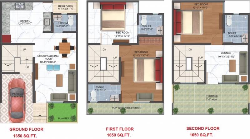 Renowned Srishti Premium Floor (3BHK+4T (1,650 sq ft) 1650 sq ft)