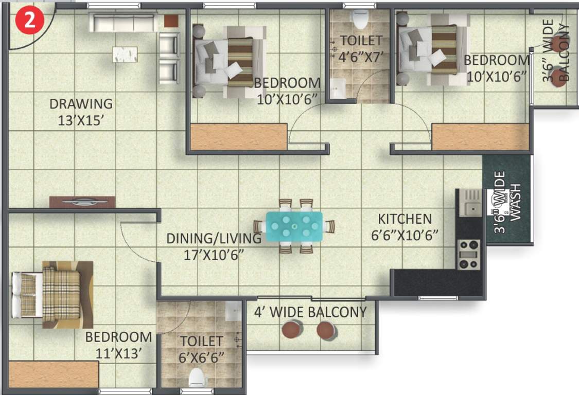 Moksha Josh Elite (3BHK+2T (1,325 sq ft) 1325 sq ft)