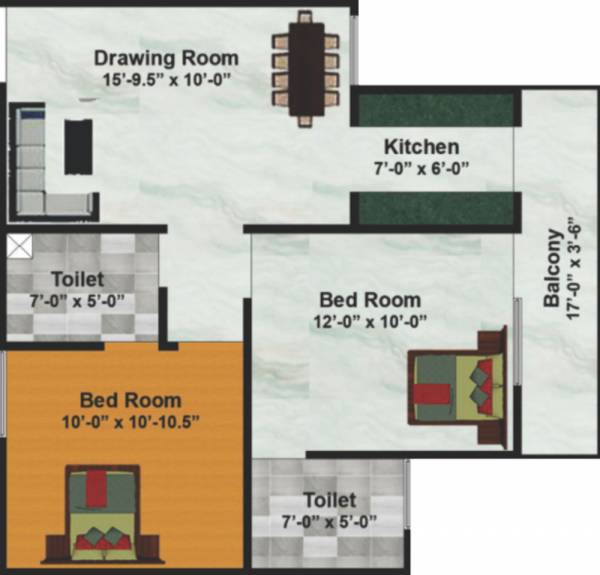 ML 73 Avenue (2BHK+2T (940 sq ft) 940 sq ft)