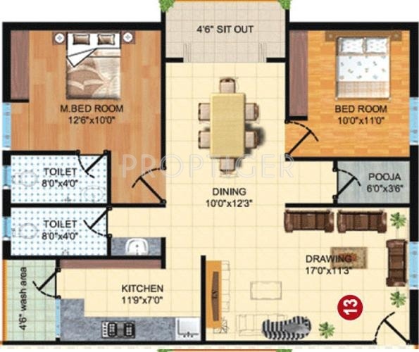 Srinija Gayathri Hills (2BHK+2T (1,200 sq ft) 1200 sq ft)