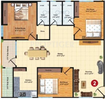 Srinija Gayathri Hills (3BHK+3T (1,570 sq ft) 1570 sq ft)
