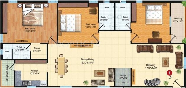 Srinija Gayathri Hills (3BHK+3T (2,200 sq ft) 2200 sq ft)