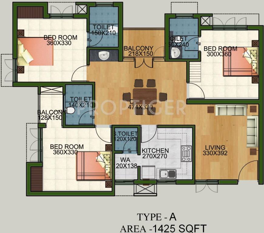 Sowparnika Suryakiran (3BHK+4T (1,425 sq ft) 1425 sq ft)