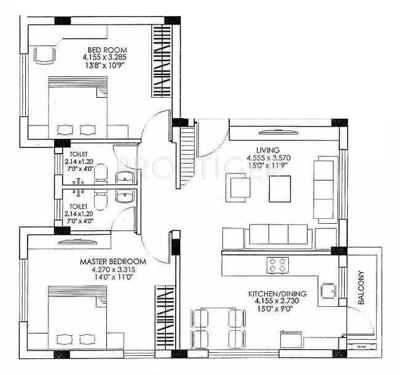 Pioneer Pioneer Green Valley (2BHK+2T (1,089 sq ft) 1089 sq ft)
