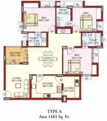 Kristal Onyx D (3BHK+3T (1,483 sq ft) 1483 sq ft) Kristal Onyx D (3BHK+3T (1,483 sq ft) 1483 sq ft)