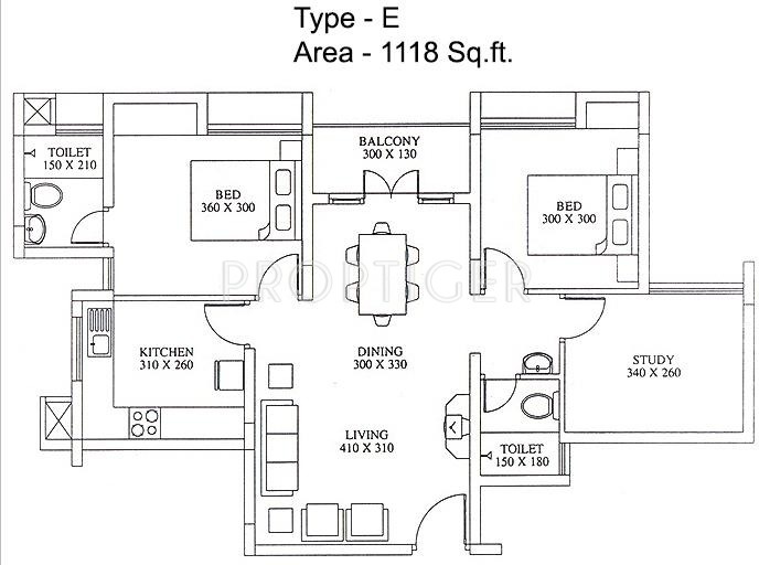 Skyline Marigold (2BHK+2T (1,118 sq ft) + Study Room 1118 sq ft) Skyline Marigold (2BHK+2T (1,118 sq ft) + Study Room 1118 sq ft)
