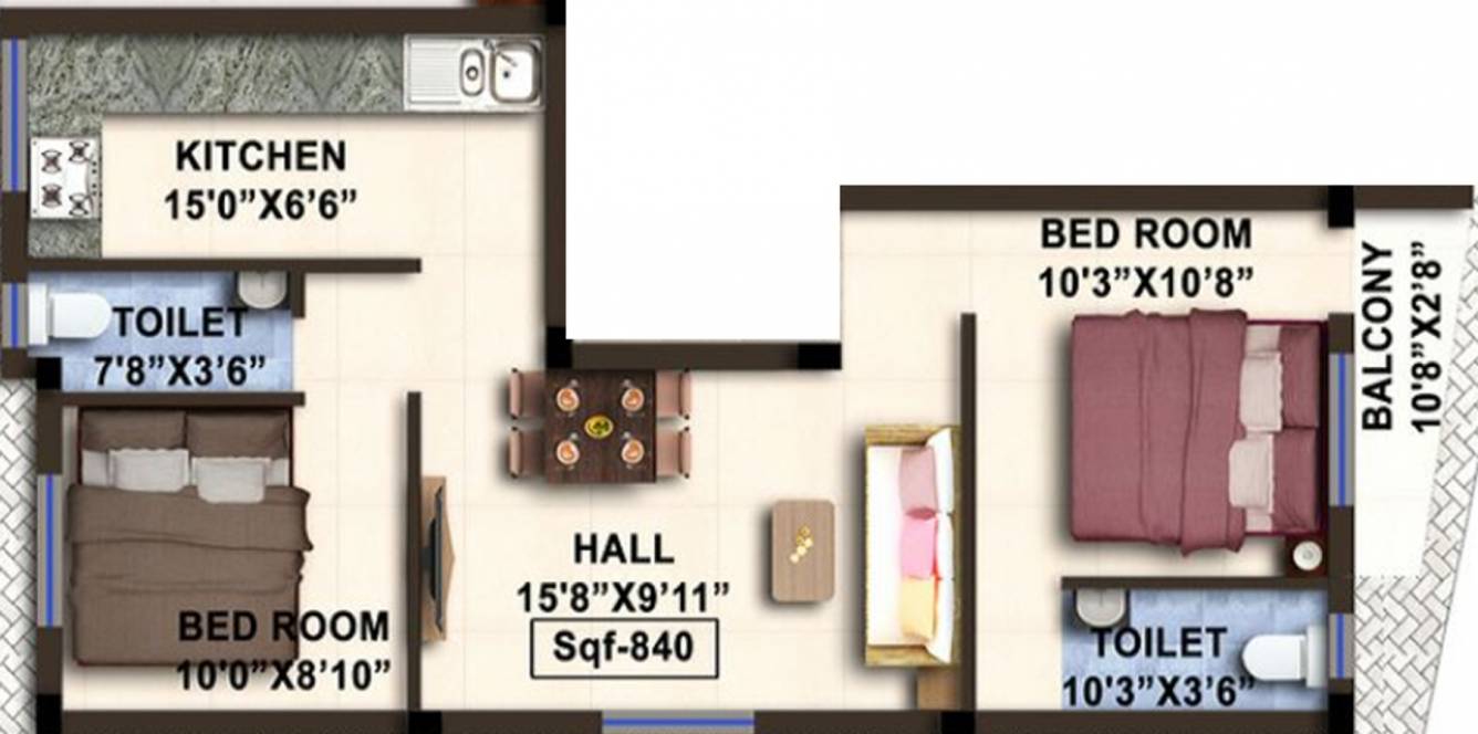 Avittam Nandanar (2BHK+2T (840 sq ft) 840 sq ft) Avittam Nandanar (2BHK+2T (840 sq ft) 840 sq ft)