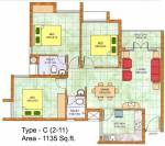 Skyline Gateway Apartments (3BHK+2T (1,135 sq ft) 1135 sq ft)
