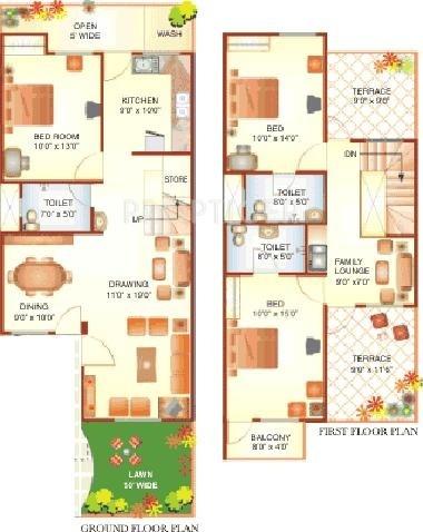 Mirchandani Shalimar Seven Gardens Floor Plan (3BHK+3T)