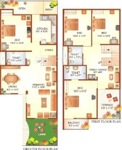 Mirchandani Shalimar Seven Gardens Floor Plan (4BHK+4T)