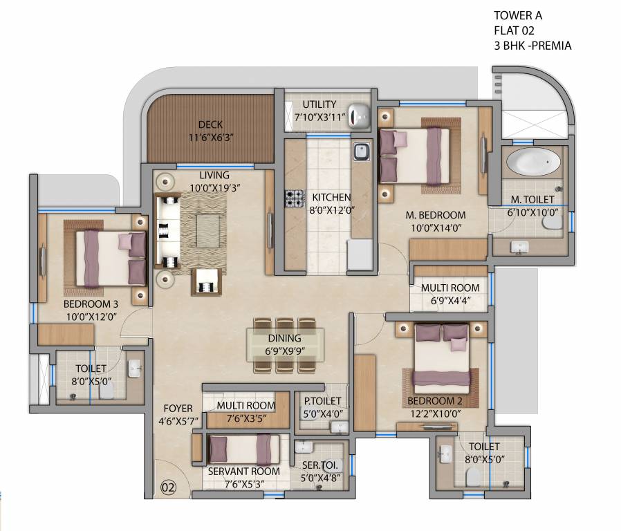 Lodha Bel Air (3BHK+3T (1,286 sq ft) 1286 sq ft)