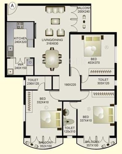 AC Kochaneth Residency (3BHK+3T (1,510 sq ft) 1510 sq ft)