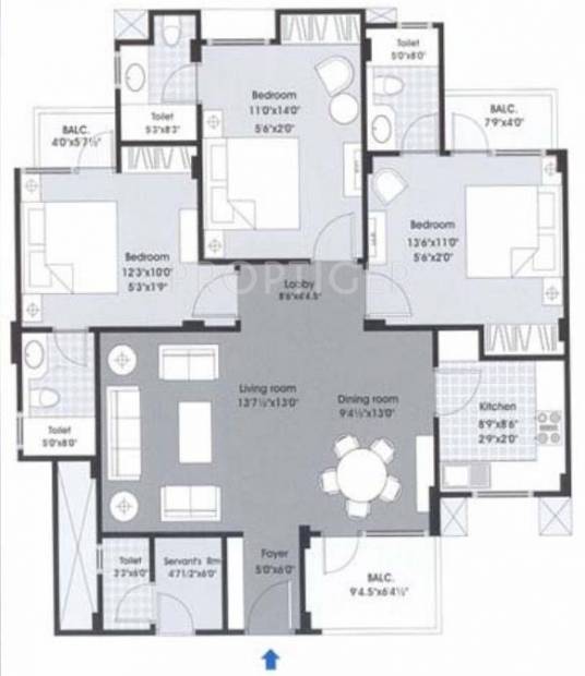 Mahima Mahima Iris (3BHK+4T (1,297 sq ft) + Servant Room 1297 sq ft)