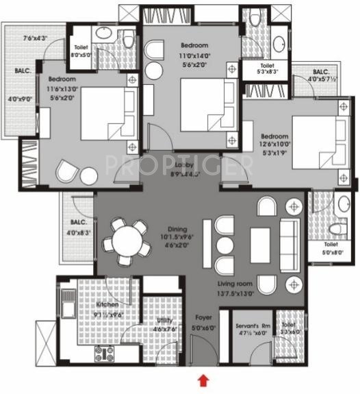 Mahima Mahima Iris (3BHK+4T (1,343 sq ft) + Servant Room 1343 sq ft)