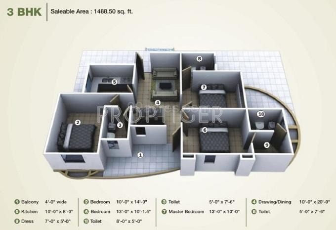 Sokhal Aradhana Residency (3BHK+3T (1,488 sq ft) 1488 sq ft)