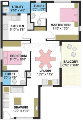 Buddha Virtue Heights (2BHK+2T (1,250 sq ft) 1250 sq ft)