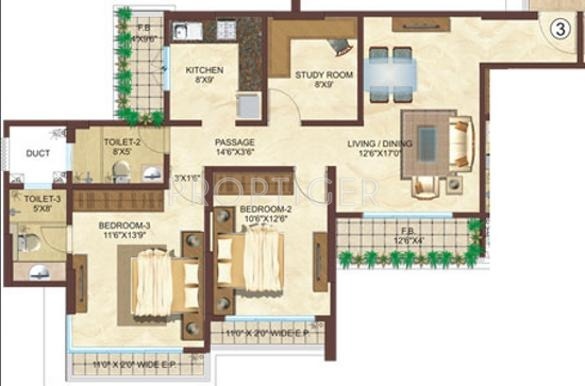 Shree Krishna Vijayashree (2BHK+2T (1,262 sq ft)   Study Room 1262 sq ft)