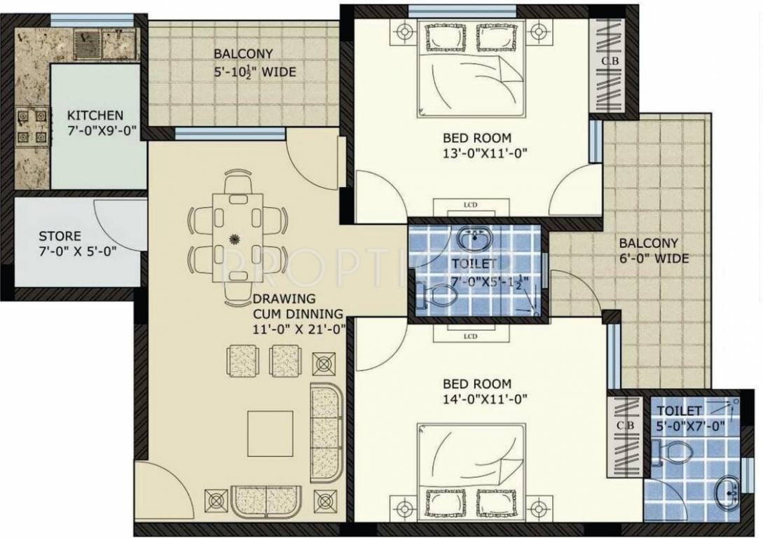 SBP North Valley (2BHK+2T (1,390 sq ft) 1390 sq ft)