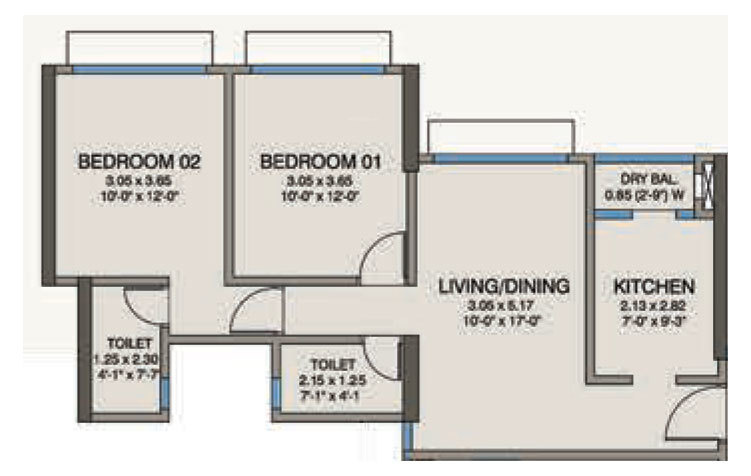 Kanakia Codename Future A (2BHK+2T (666 sq ft) 666 sq ft)