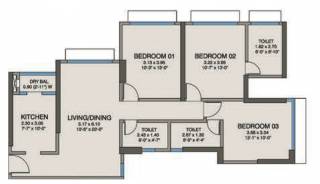 Kanakia Codename Future A (3BHK+3T (986 sq ft) 986 sq ft)
