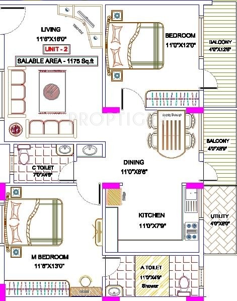 Alisha SLV Residency (2BHK+2T (1,175 sq ft) 1175 sq ft)