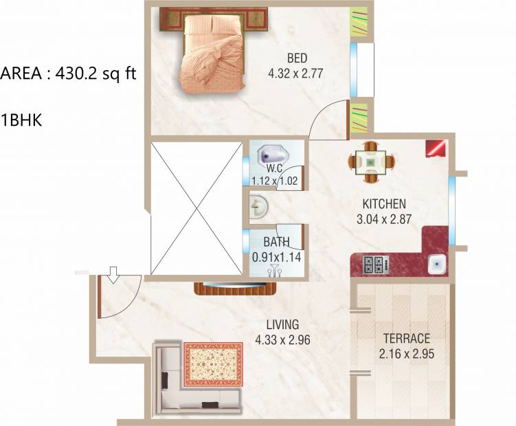 Rishi Laxmi Vandan Apartment (1BHK+1T (430.23 sq ft) 430.23 sq ft)