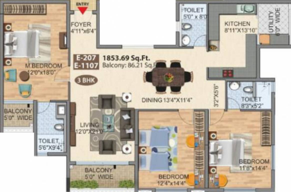 Maangalya Prosper Signature Block (3BHK+3T (1,853.69 sq ft) 1853.69 sq ft) Maangalya Prosper Signature Block (3BHK+3T (1,853.69 sq ft) 1853.69 sq ft)