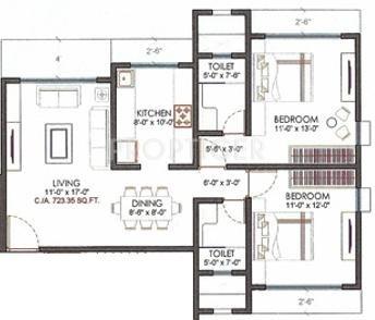 Sayla Nilratna Heights (2BHK+2T (1,276 sq ft) 1276 sq ft)
