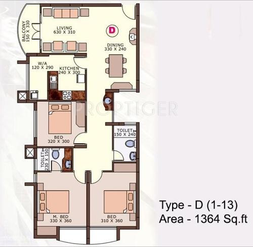Skyline Melrose (3BHK+3T (1,364 sq ft) 1364 sq ft) Skyline Melrose (3BHK+3T (1,364 sq ft) 1364 sq ft)