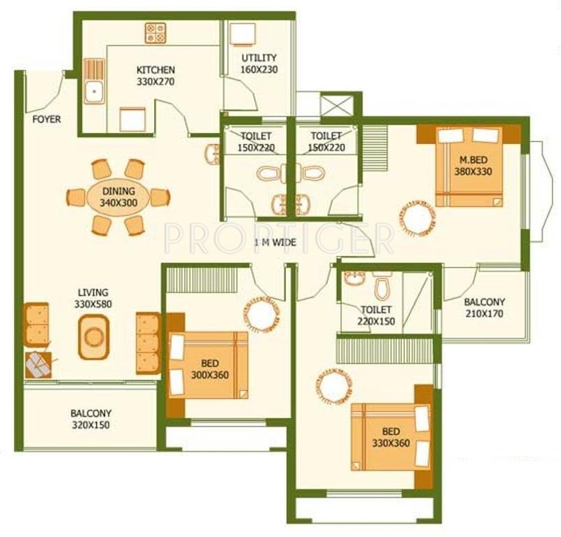 EV Kingston Towers (3BHK+3T (1,420 sq ft) 1420 sq ft)