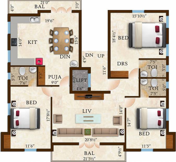 Rams White House (3BHK+3T (2,400 sq ft) 2400 sq ft)