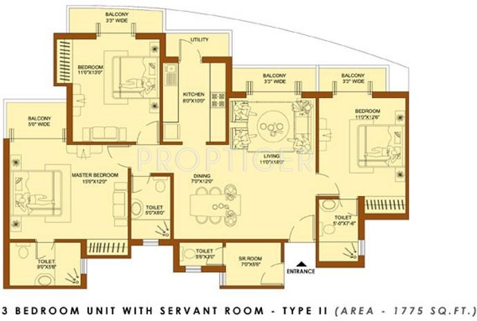 Amrapali Platinum (3BHK+3T (1,775 sq ft) + Servant Room 1775 sq ft) Amrapali Platinum (3BHK+3T (1,775 sq ft) + Servant Room 1775 sq ft)