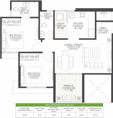 Gagan Aviva (2BHK+2T (523.02 sq ft) 523.02 sq ft)