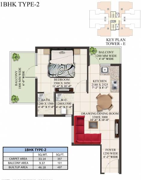 Supertech The Valley (1BHK+1T (497.08 sq ft) 497.08 sq ft)