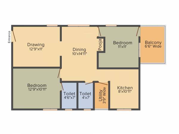 Sukhii 9 (2BHK+2T (1,160 sq ft) 1160 sq ft)